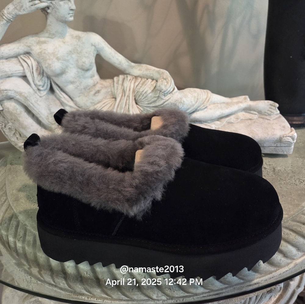 Ugg Nita Platform Suede Indoor Outdoor Slipper Designer Wool Blend #171 - Picture 9 of 16